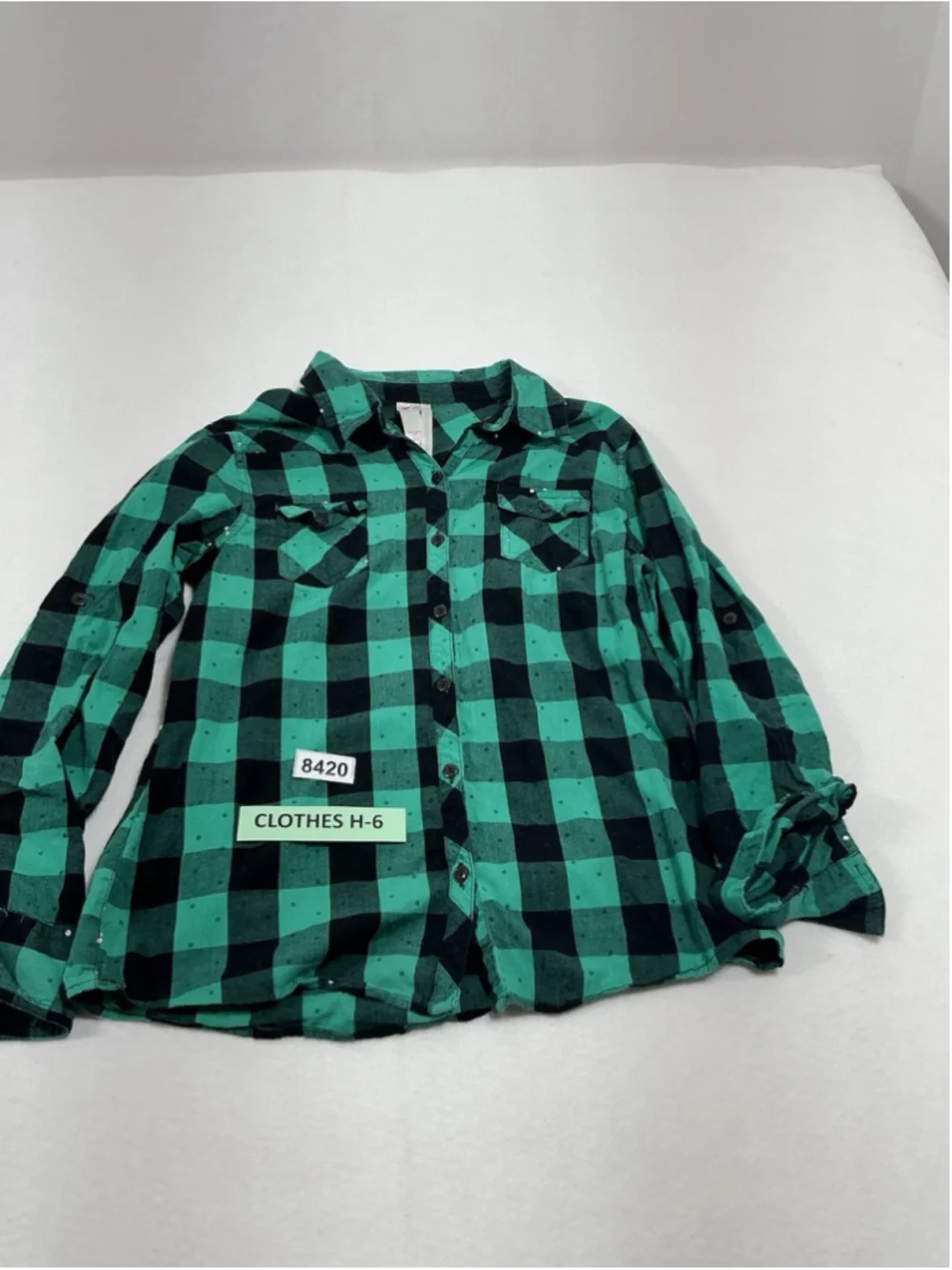 Girls Justice Button Down Shirt With Rhinestones Size 20 Aqua Adjustible Sleeves